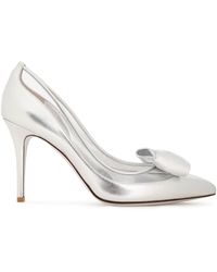 Valentino Bow-embellished Metallic Leather And Pvc Court Shoes Silver