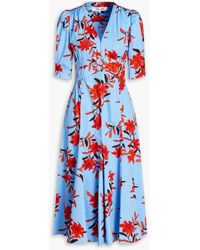 Diane von Furstenberg - Floral-print Cotton-blend Poplin Midi Dress - Lyst
