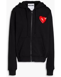 Moschino - Appliquéd French Cotton-terry Hoodie - Lyst