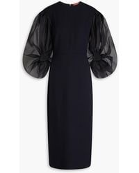 Altuzarra - Organza-Paneled Silk-Cady Midi Dress - Lyst