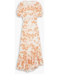 Peony - Holiday Cutout Floral-print Cotton And Ecovero-blend Midi Dress - Lyst
