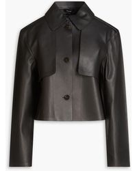 Theory - Cropped Leather Jacket - Lyst