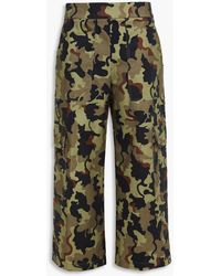 Vivetta - Cropped hose mit weitem bein aus twill aus einer baumwollmischung mit camouflage-print - Lyst