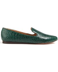 Veronica Beard Griffin Croc-effect Leather Loafers - Green