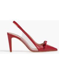 Red(V) - Bow-embellished Leather And Pvc Slingback Pumps - Lyst