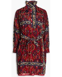 Antik Batik - Belted Floral-print Cotton-gauze Mini Shirt Dress - Lyst