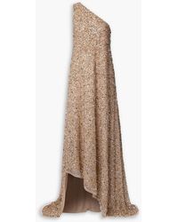 Reem Acra - One-shoulder Asymmetric Embellished Tulle Gown - Lyst