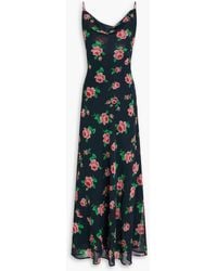 ROTATE BIRGER CHRISTENSEN - Draped Floral-Print Georgette Maxi Dress - Lyst