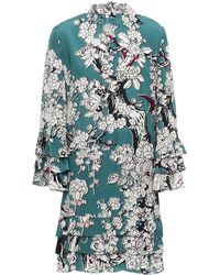 Valentino Garavani - Tiered Floral-print Silk Crepe De Chine Mini Dress - Lyst