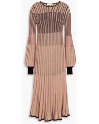 Zimmermann - Striped Pointelle-knit Cotton-blend Midi Dress - Lyst