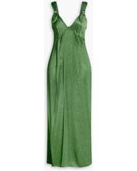 Sandro - Buckle-Detailed Satin-Twill Maxi Dress - Lyst