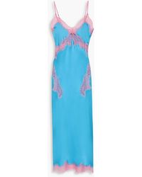 retroféte - Jocelyn Embellished Lace-trimmed Satin Midi Slip Dress - Lyst