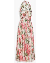 Dolce & Gabbana - Floral-print Silk-chiffon Halterneck Maxi Dress - Lyst