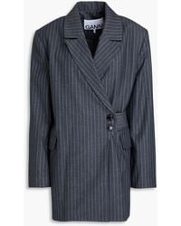Ganni - Pinstriped Twill Blazer - Lyst