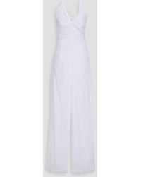 Charo Ruiz - Isa Open-back Crocheted Lace-paneled Cotton-blend Voile Jumpsuit - Lyst