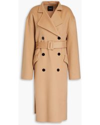 Theory Belted Wool Coat in Blue | Lyst Australia