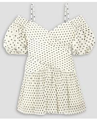 Zimmermann - Cold-shoulder Polka-dot Plissé-chiffon Mini Dress - Lyst