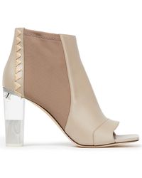 Emilio Pucci Embroidered Leather Ankle Boots - Natural