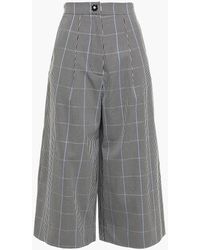 Markus Lupfer Kyla Cropped Checked Cotton Wide-leg Trousers - Black