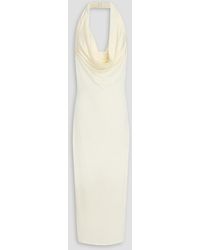 Magda Butrym - Draped Satin-Jersey Halterneck Midi Dress - Lyst