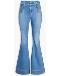 Veronica Beard - Sheridan Button-embellished High-rise Flared Jeans - Lyst