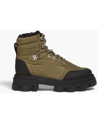 Ganni - Faux Shearling-lined Shell Hiking Boots - Lyst