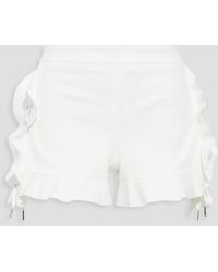 RED Valentino - Lace-up Ruffle-trimmed Cotton-blend Shorts - Lyst