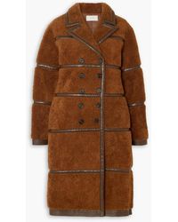LVIR - Double-breasted Faux Leather-trimmed Faux Shearling Coat - Lyst