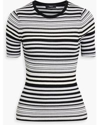 Theory - Striped Ribbed Merino Wool Top - Lyst