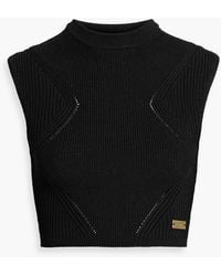 Balmain - Cropped Ribbed-Knit Top - Lyst