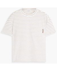 Brunello Cucinelli - Bead-embellished Striped Cotton-jersey T-shirt - Lyst