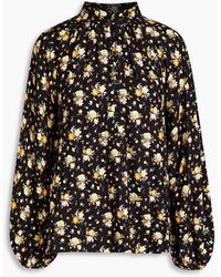 byTiMo - Geraffte bluse aus twill mit floralem print - Lyst