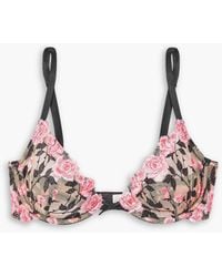 Fleur du Mal - Roses And Thorns Satin-trimmed Embroidered Tulle Underwired Soft-cup Bra - Lyst