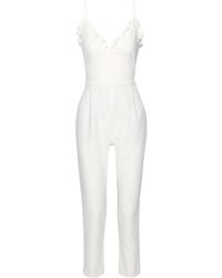 Black Halo Biscayne Ruffle-trimmed Crepe Jumpsuit Off-white