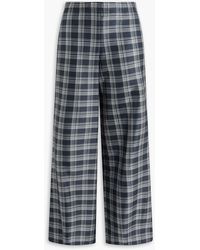Theory - Checked Silk-twill Wide-leg Pants - Lyst