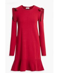 RED Valentino - Fluted Bow-detailed Stretch-knit Mini Dress - Lyst