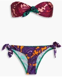 Zimmermann - Bow-detailed Printed Bandeau Bikini - Lyst