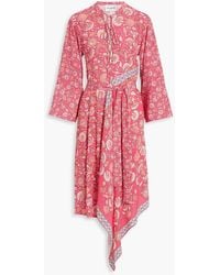 Antik Batik - Dandy Lace-up Printed Crepe Midi Dress - Lyst