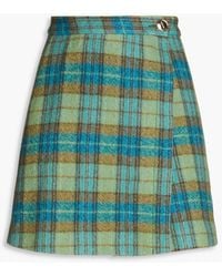 Sandro - Darla Checked Wool-tweed Mini Wrap Skirt - Lyst
