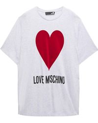 Love Moschino Flocked Printed Cotton-jersey T-shirt - Grey