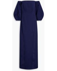 Galvan London - Ponza off-the-shoulder satin-crepe maxi dress - Lyst