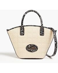 Love Moschino - Faux Snake-effect Leather And Raffia Shoulder Bag - Lyst
