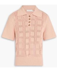 Zimmermann - Crochet-Knit Cotton Polo Shirt - Lyst