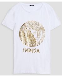 Versace - Metallic Printed Cotton-Jersey T-Shirt - Lyst