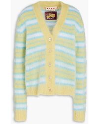 Marni - Striped Intarsia Mohair-Blend Cardigan - Lyst