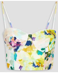 Nicholas - Cepia Cropped Printed Linen Bustier Top - Lyst