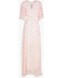 Maje - Maxikleid aus bedrucktem georgette mit cut-outs - Lyst