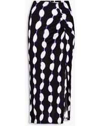 Diane von Furstenberg - Cybele Ruched Printed Jersey Midi Skirt - Lyst