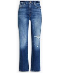 7 For All Mankind - Logan Stovepipe Distressed High-rise Straight-leg Jeans - Lyst