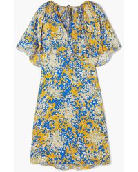 Stella McCartney - Printed Cape-effect Satin-crepe Dress - Lyst
